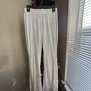 Elegant Silver Sequin Women's Pants